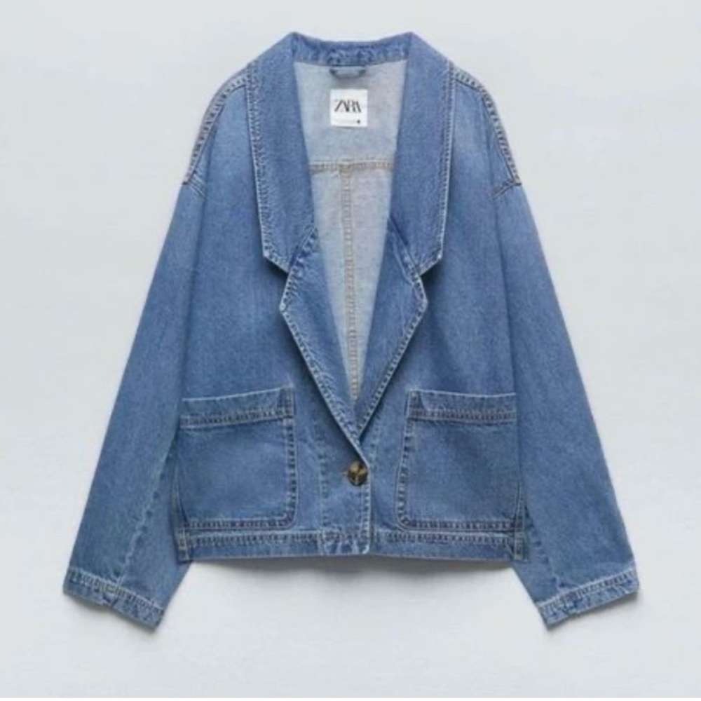 Zara Women's Oversized Denim Blazer